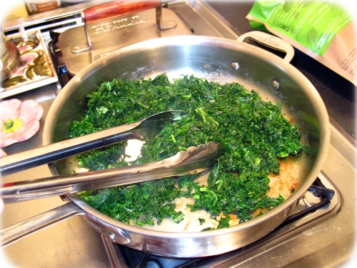 The kale... steaming away!